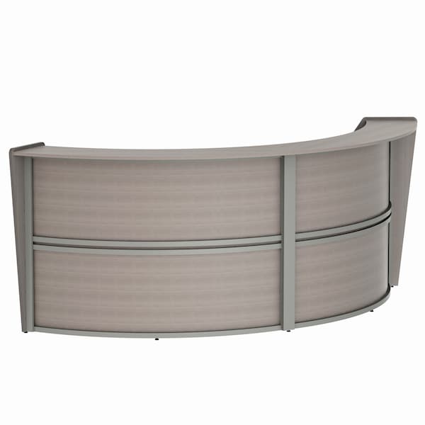 Curved Reception Desk with Counter, 2 Units, 124 inW x 49 inD, Ash